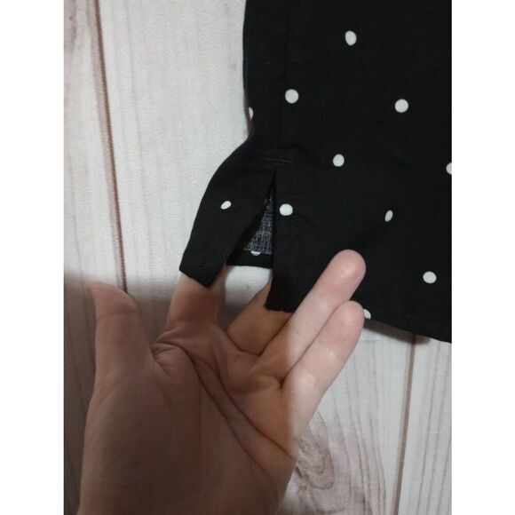 Gloria Vanderbilt Shirt Ladies Extra Large Black White Polka Dot Button Front Sl - Picture 5 of 8